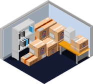 Packing boxes illustration in a neat storage unit maximising space